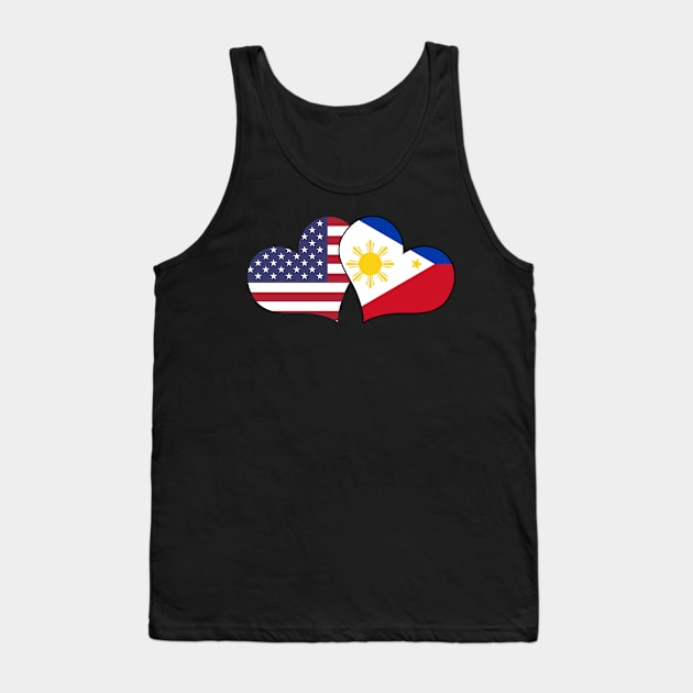 Two Hearts Filipino American Flags Lovers Pilipinas USA Tank Top by sBag-Designs